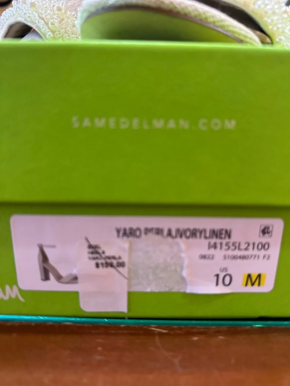 Sam Edelman Ivory Pearl Beaded Ankle-Strap Heels NWT size 9 or 10 - Picture 7 of 7
